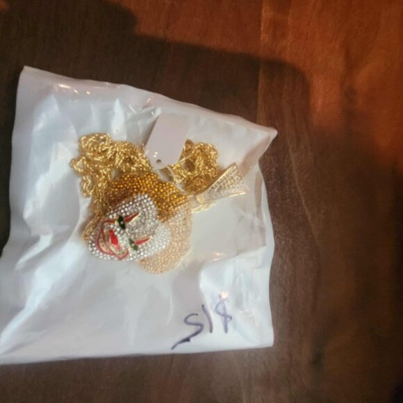 Hip Hop Iced Gold Plated Crazy Clown Pendant & 24" Rope Chain Necklace - Picture 2 of 4